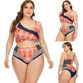 thumbnail image 2 of Women's Plus Size Bikini Sets High Waisted Two Piece Swimsuits V Neck Floral Printed Twist Front Bathing Suits (Pink, XL), 2 of 7