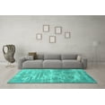 thumbnail image 3 of Ahgly Company Machine Washable Indoor Round Oriental Turquoise Blue Industrial Area Rugs, 3' Round, 3 of 4