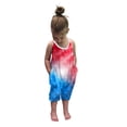thumbnail image 2 of Splozh 4th Fourth of July Toddler Girl Outfit USA Romper Spaghetti Strap Jumpsuit Red White and Blue Outfits,Red,1-2 Years, 2 of 4