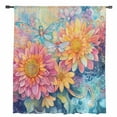 thumbnail image 2 of Pink Yellow Spring Floral Semi Sheer Curtains Drapes for Living Room,Bedroom,French Doors Window 72 Inches Long,Summer Flowers Dragonfly Watercolor Rod Pocket Chiffon Curtain Drapery Voile Panel, 2 of 6