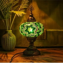 Mozaist Turkish Mosaic Table Lamp 13'' – Green Color with Bulb Included, Modern Decorative Table Lamp