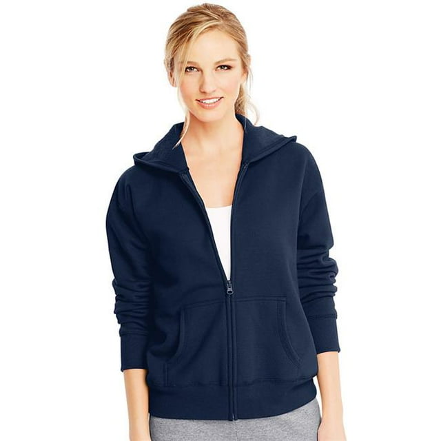 Hanes Womens ComfortSoft EcoSmart Full-Zip Hoodie Sweatshirt, 2XL, Navy