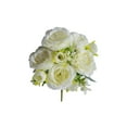 thumbnail image 3 of 5-Branch Artificial Silk Rose Bouquet - Realistic Simulated Flower Arrangement, Soft Silk Petals for Home, Wedding & Table Centerpieces, Bridal Bouquet & Party Decor Accessory, 12.6*12.6in, White, 3 of 6