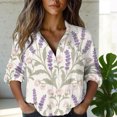 thumbnail image 2 of QASIEATN Women's Cotton Linen 3/4 Sleeve Shirt Top Summer Casual Cute Lapel Loose Comfy Blouses, 2 of 4