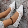 thumbnail image 5 of Casual Shoes for Women Elegant Wide Fit Lace Mesh Pointed Toe With Bow Breathable Casual Shoes For Everyday Wear,White,CN:40(US:8.5), 5 of 7