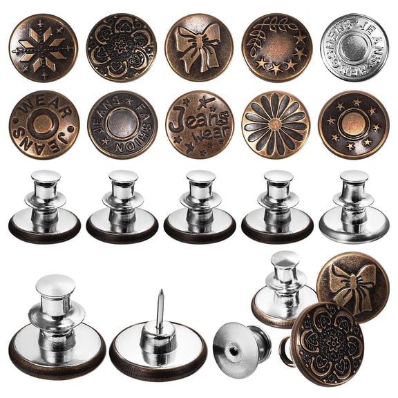 HOMOBABE 20Pcs Metal Buttons for Jeans Replacement Pins Alloy for Jackets and Bags 1.60In