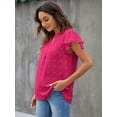 thumbnail image 2 of Womens White Blouse V Neck Ruffle Sleeve Flowy Shirts Dressy Casual Cute Summer Tops, 2 of 4