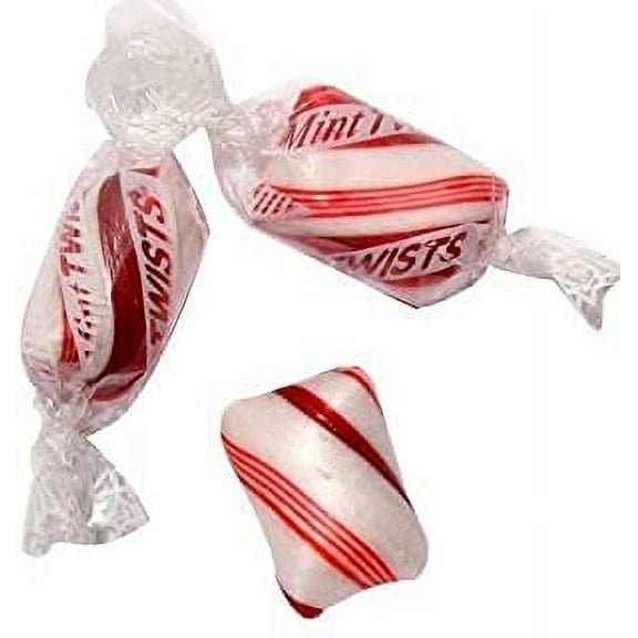 Peppermint Red & White Cylinder Shaped Mint Candy Twists - 5 Pounds-Individually Wrapped