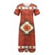 thumbnail image 4 of Puntoco Vestido De Manga Corta Con Cuello En V, Vestido Estampado Con Cuello En V Y Bolsillo De Manga Corta Con Botones Para Mujer Rojo (31429) Xl, 4 of 5