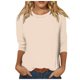 thumbnail image 1 of Camisa raglán informal de manga 3/4 para mujer, cuello redondo, poliéster, color liso, estilo informal y moderno, tallas S-XXL, 1 of 5
