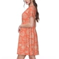 thumbnail image 2 of Naloa The Marine Theme With Beautiful Corals Print Womens Summer A-Line Dress with Pockets,Short Sleeve Dresses,Flowy Beach Swing Dress for Vacation Travel, 2 of 6