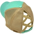 thumbnail image 2 of C.C Ponytail Criss Cross Messy Buns Ponycaps Baseball Cap Dad Trucker Mesh Hat (Distressed Patch Bee Happy Mint), 2 of 2