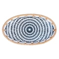 thumbnail image 1 of Woven Rattan Ceramic Storage Plate, Woven Rattan Ceramic Serving Tray Home Decoration Rustic Oval Functional  For Party For Birthday For Dining Table Ink Blue Flowers Dot, 1 of 8