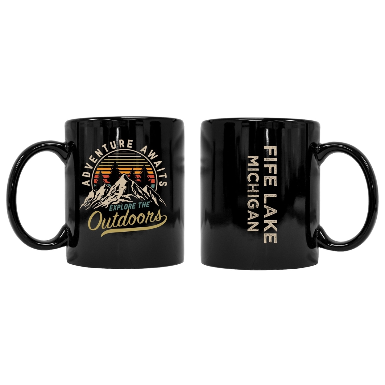 Fife Lake Michigan Souvenir Adventure Awaits 8 oz Coffee Mug 2Pack