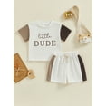 thumbnail image 3 of Musuos Baby Boys Shorts Set, 6 12 18 24M 3T Contrast Color Short Sleeve Letters Print T-shirt with Elastic Waist Shorts Summer Outfit, 3 of 10