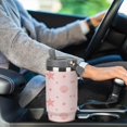 thumbnail image 6 of 30 Oz Insulated Tumblers with Flip Straw Lid Top Handle Striped Bows Pink Leakproof Reusable Vacuum Stainless Steel Travel Coffee Mug for Car, 6 of 6