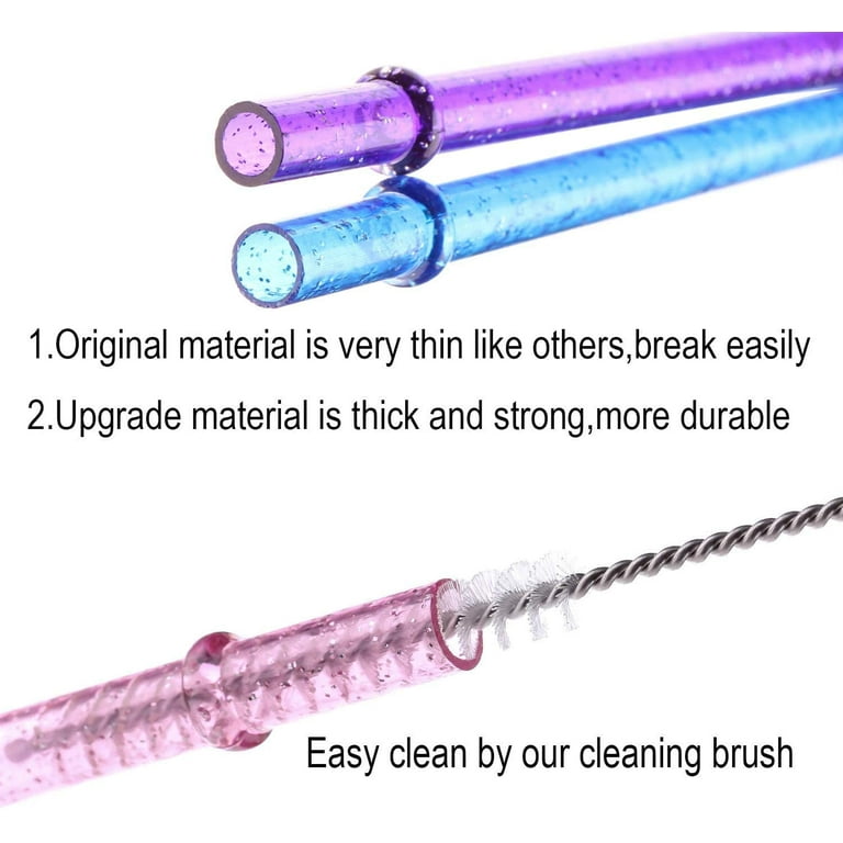 Glitter 11 Inch Reusable Replacement Hard Plastic Straw for