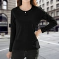 thumbnail image 3 of Long Sleeve Tee Shirts for Women! Comdrip Women's Long Sleeve Crew Neck Cotton T Shirt Classic Fit Shirt Soft Breathable Casual Tee Basic Tops Women Long Sleeve T Shirts Black L, 3 of 10