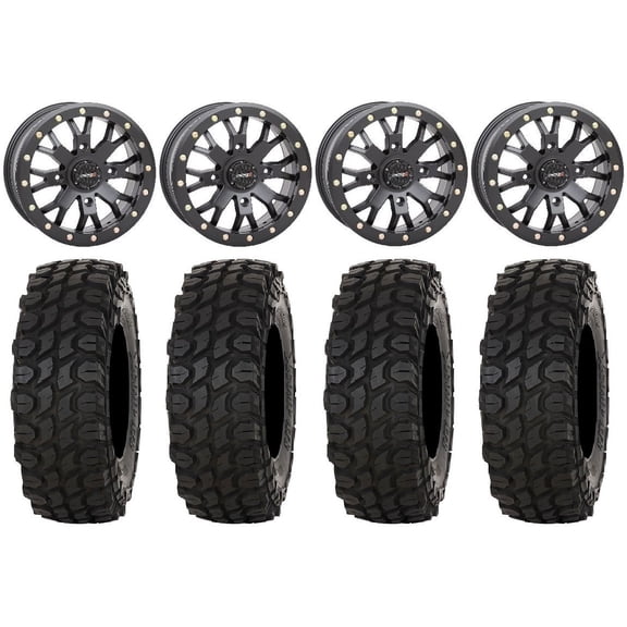 System 3 SB-4 14" Wheels Black (6 1) 30" XComp ATR Tires Can-Am Commander Maverick Renegade Outlander Defender