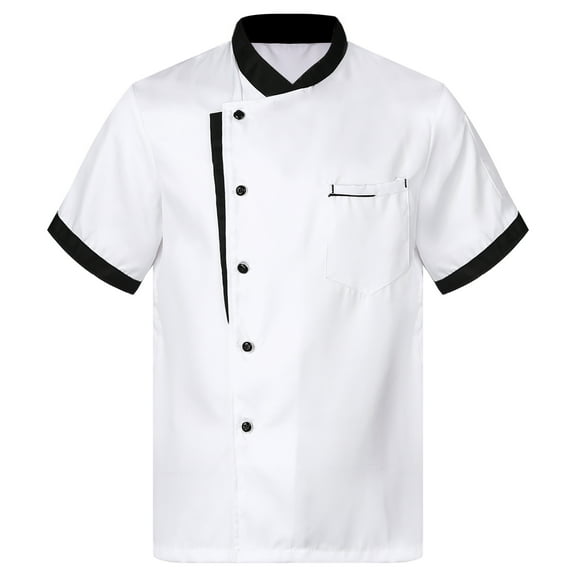 Sholeno Unisex Breathable Chef Coat Short Sleeve Chef Jackets Professional Kitchen Canteen Cooking White M