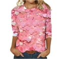 thumbnail image 2 of Awdenio Tops for Women Clearance, Women's Fashion Three Quarter Sleeve Retro Round Neck Easter Printed Loose Tops Blouse, 2 of 4