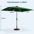 thumbnail image 2 of Memoryfield 10' x 6.5' Solar Rectangular Patio Umbrella with LED Lights, Outdoor Market Umbrella, 6-Rib Table Umbrella for Garden, Deck & Lawn, Dark Green, 2 of 8