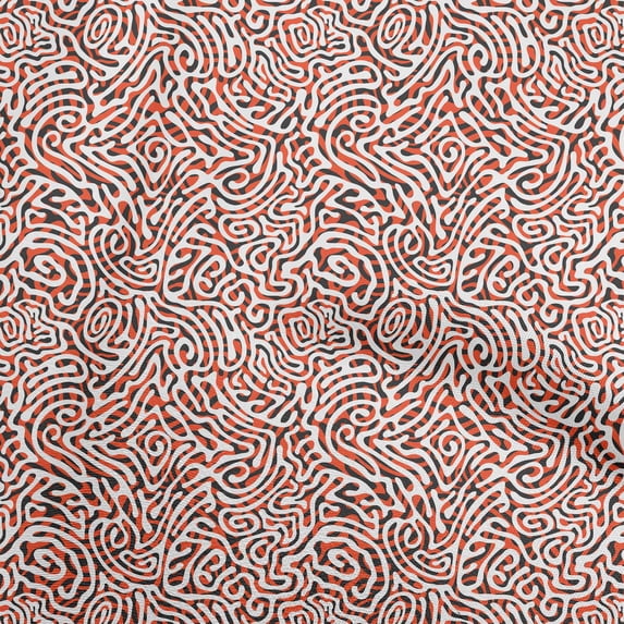 oneOone Cotton Silk Orange Fabric Abstract Craft Projects Decor Fabric Printed By The Yard 42 Inch Wide