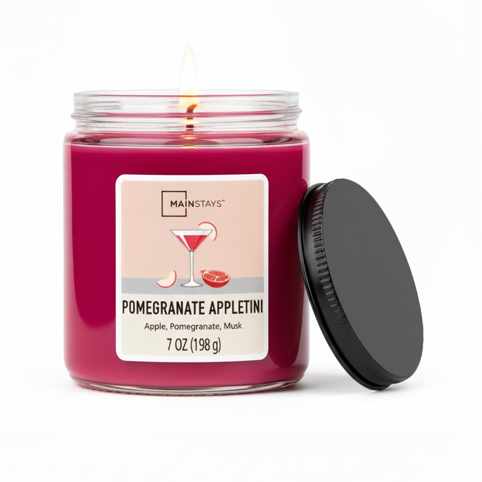 (3 pack) Mainstays Single-Wick Twist Glass Jar Scented Candle, Pomegranate Appletini, 7oz.