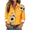 thumbnail image 1 of Chemise Imprimée pour Femmes à Manches Longues, Col en V, Blouse Décontractée 95 % Polyester 5 % Élasthanne, 1 of 7