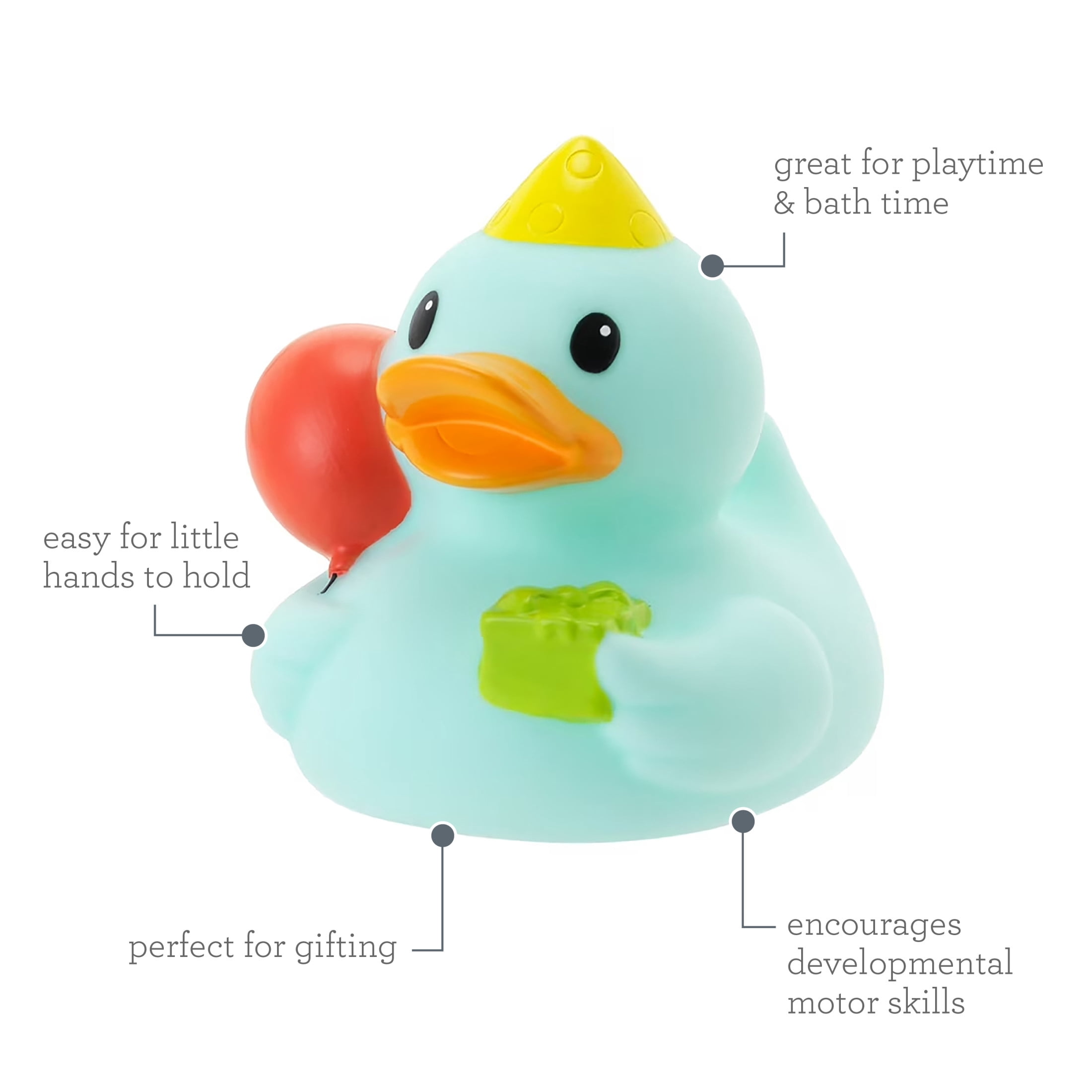 (2 pack) Infantino Fun Time Duck Baby Bath Toy, Squeezable Floating Duck, BPA-Free, Infant & Toddler Bath Toy, Celebration