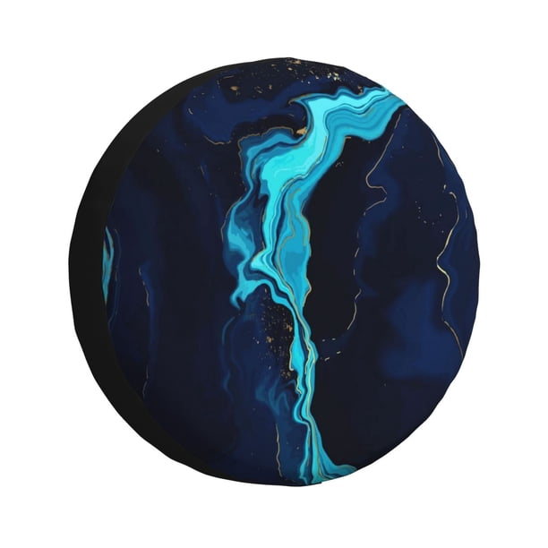 Balery Blue Marble And Gold Cubiertas para Neumáticos - Protector Resistente para Neumáticos de Camioneta, SUV, Remolque, Camper y RV-15 inch