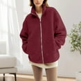 thumbnail image 6 of FAVIPT Maternity Winter Jackets for Women Fleece Lined Fuzzy Cozy Coats with Baby Carrier Pocket Zip Up 2-in-1 Outerwear Wine,S, 6 of 8