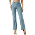 thumbnail image 4 of Pants for Women Solid Color Straight Leg Work Pants for Women Elastic Waist Casual Business Pants for Women (Light Blue L), 4 of 7