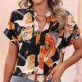 thumbnail image 4 of Camisa Camisas casuales para mujer Camisas con estampado floral con cuello en V de moda Tops de oficina (Negro XXL) Ygjytge Negro T XXL para Mujer, 4 of 7