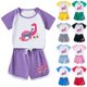 thumbnail image 3 of Odeerbi 1-12 Años Niños Niñas Conjuntos de Verano Estampado Dinosaurio Algodón Manga Corta Raglan Camisas Pantalones Cortos Conjunto de Dos Piezas, 3 of 3