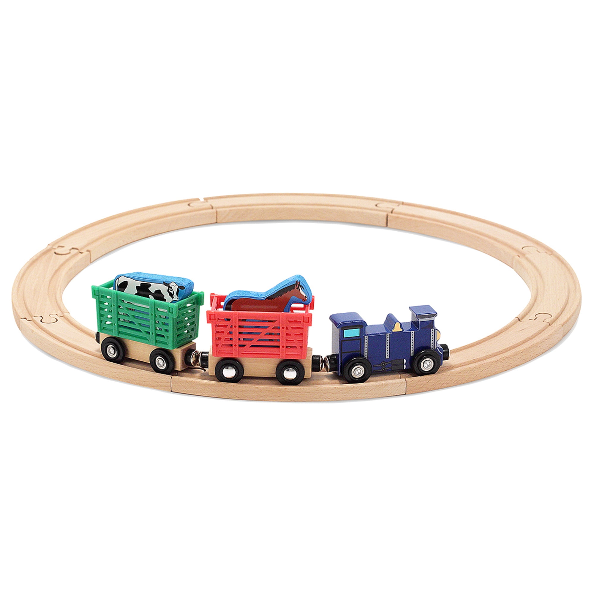 Melissa And Doug Farm Animal Wooden Train Set 12 Pcs