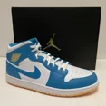 thumbnail image 1 of Ni - ke Ni - ke Air Jordan 1 Mid Aquatone Blue Gold-White Mens Size 15 Sneaker Shoe NIB, 1 of 5