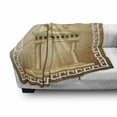 thumbnail image 3 of Retro Soft Flannel Fleece Throw Blanket, Antique Building Roman Olive Branch and Greek Architecture Motif, Cozy Plush for Indoor and Outdoor Use, 60" x 80", Pale Brown and Coffee, by Ambesonne, 3 of 6