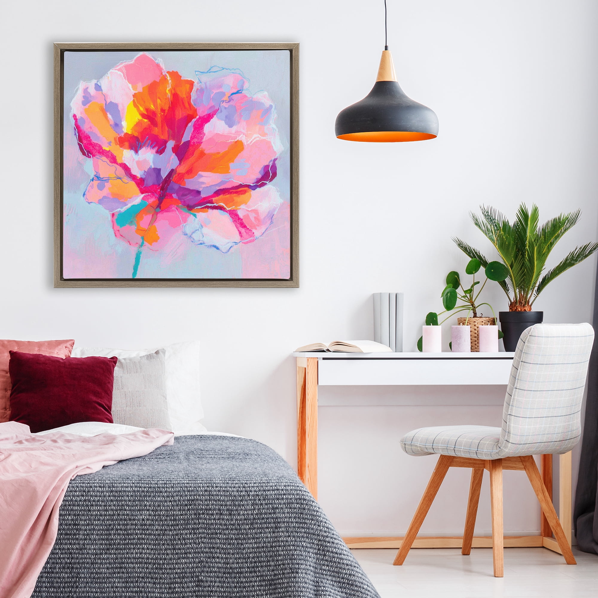 Stupell Industries The Open Petal Expression Brown Framed Floater Canvas Wall Art, design by Chromatic Storm Studio