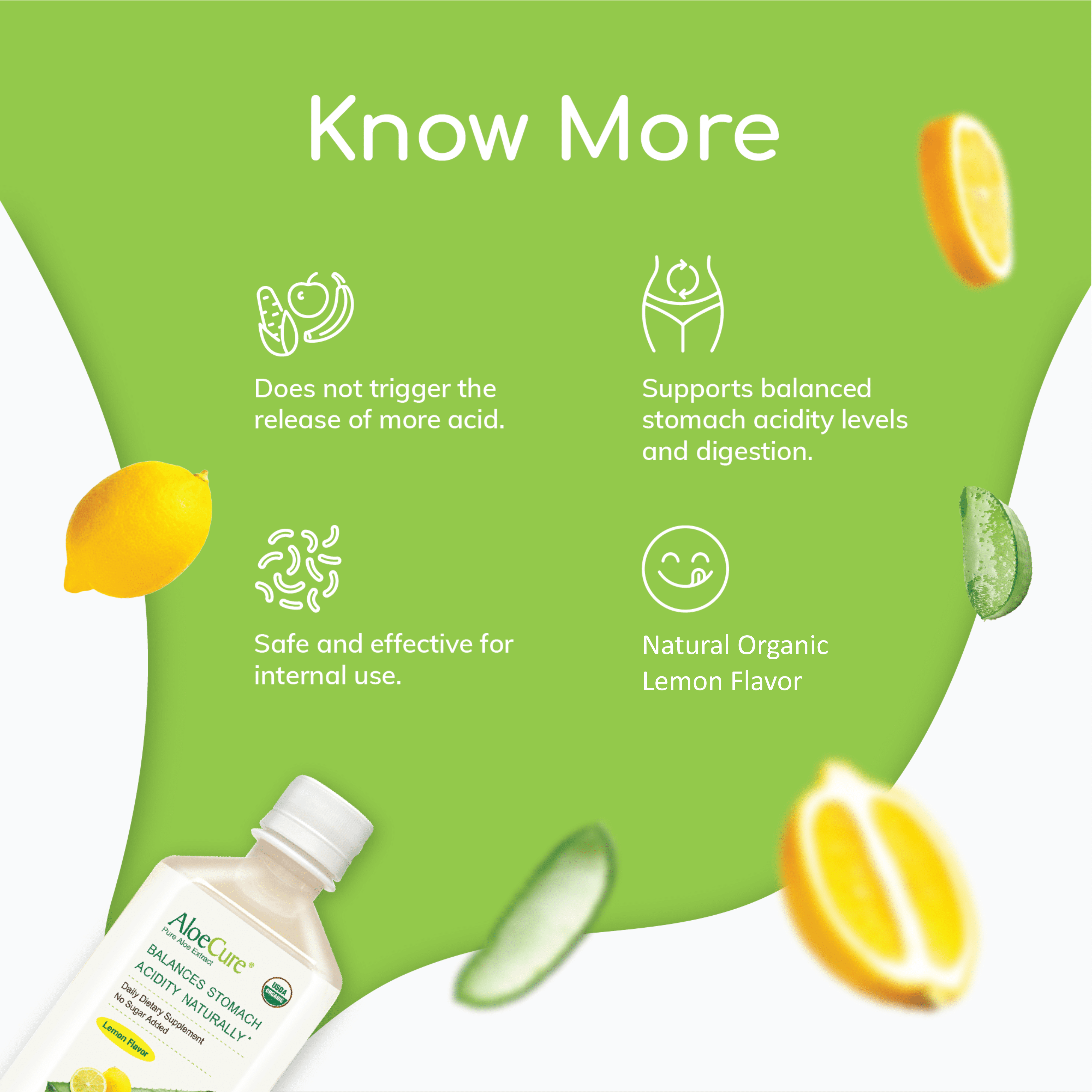 AloeCure Organic Pure Aloe Vera Juice Lemon Flavor Aloe Vera
