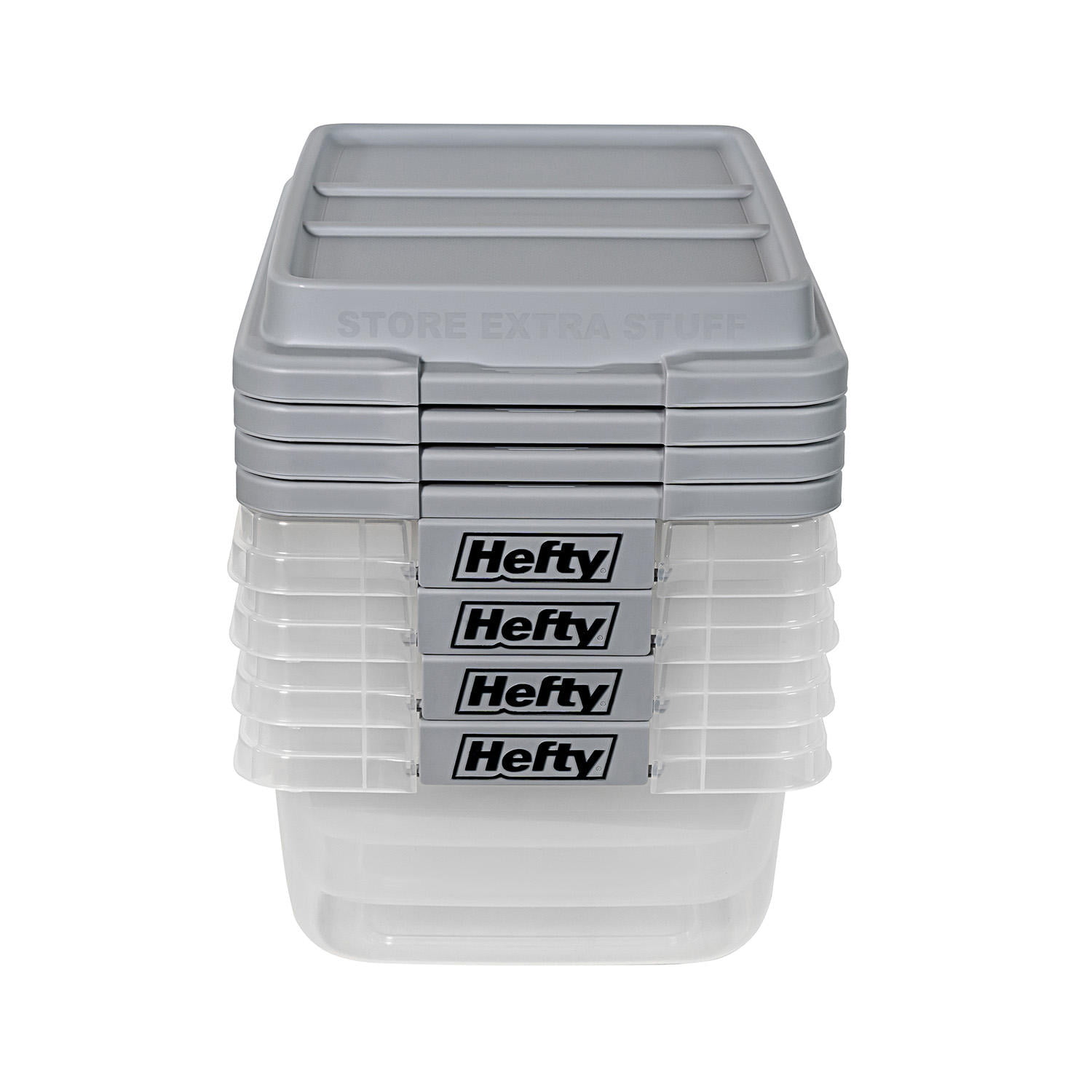 Hefty HFTPLT-71190105 Hi-Rise Storage Container, Clear/Charcoal