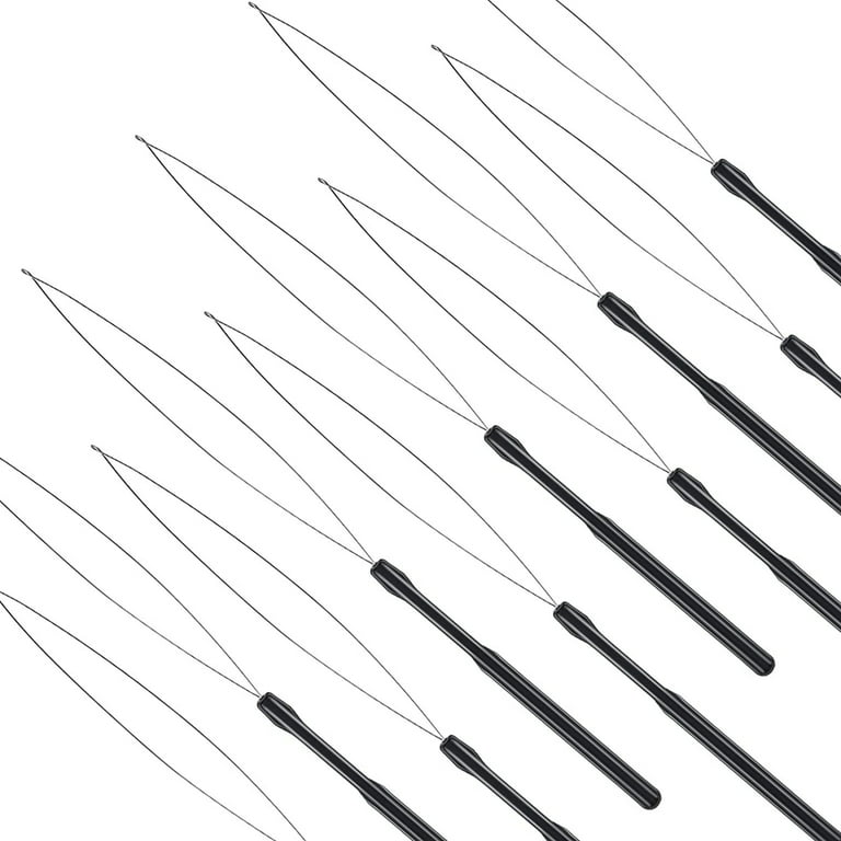 10Pcs Hair Extension Loop Threader Hook Tool and Bead Tool Black Loop  Threadek