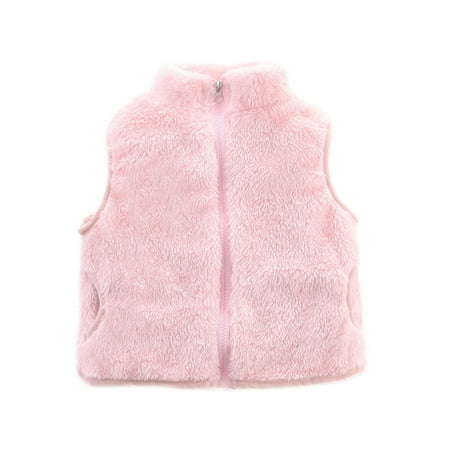 

Baby Kids Boys Girls Sleeveless Jacket Polar Soft Sherpa Fleece Vest Outerwear Zip up Hoodie Coat With Pockets
