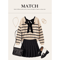 thumbnail image 4 of Eytino Womens Sweaters Long Sleeve Back Bow Sweater V Neck Fall Color Block Pullover Tops, 4 of 10