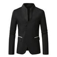 thumbnail image 4 of RYDCOT Mens Suit Jackets Fashionable Casual Stand up Collar Top Button Slim Fit Suit Sport Coats with Pockets for Wedding Prom Party Black, 4 of 4