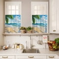 thumbnail image 4 of Kitchen Window Curtains Valance and Tier Set, Summer Beach Blue Seawater Rod Pocket Tier Curtain Valance Set, Tropical Plant Palm Tree Light Filtering Cafe Curtains for Bedroom Living Room, 4 of 9