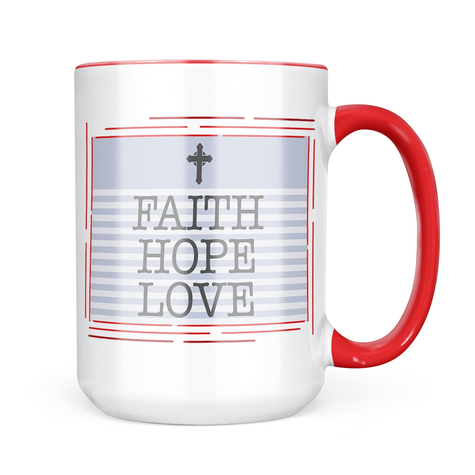 Neonblond Faith Hope Love Religious Easter Cross Blue Mug gift for Coffee Tea lovers