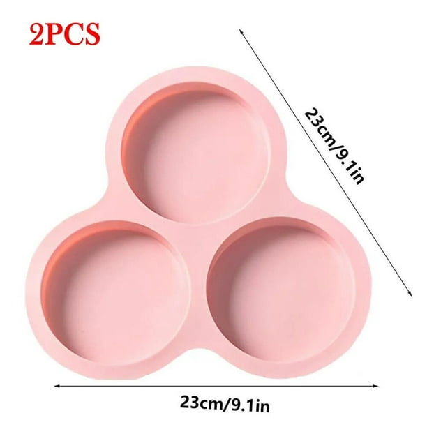 Molde redondo para freidora de aire, 3 cavidades, silicona antiadherente, para cocinar al vapor, color rosa, 2 unidades