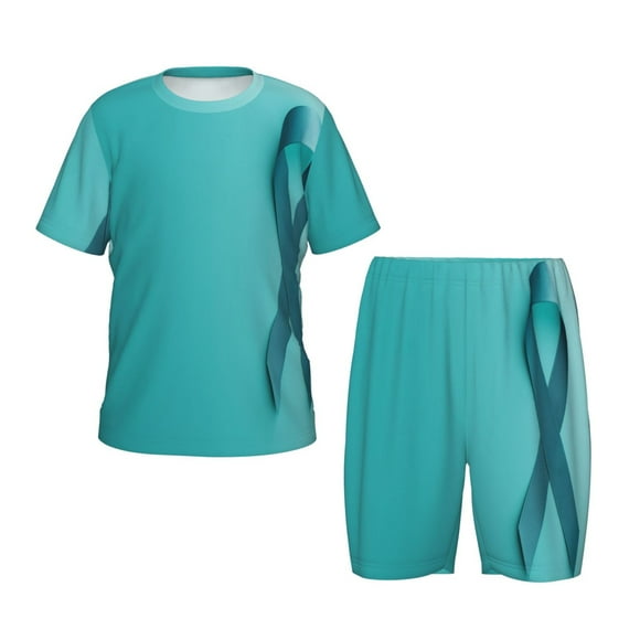 Balery a Teal Ribbonin Conjunto de Pijama Infantil de Manga Corta con Estampado – Ropa de Dormir de Algodón Suave-XX-Large
