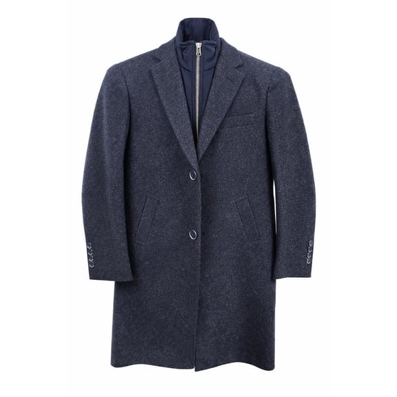 Adam Baker Boys 3/4 Length Winter Wool Coat with Notched Collar and Bib
